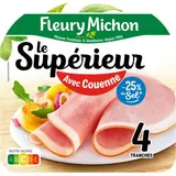 Fleury Michon Jambon Supérieur avec Couenne Taux de Sel Réduit, 4 tranches - 160g