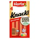 Herta Knacki Original 100 % Pur Porc Conservation Sans Nitrite, 4 saucisses - 140g