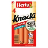 Herta Knacki Taux de Sel Réduit, Conservation Sans Nitrite, 4 saucisses - 140g