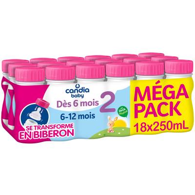 Candia Baby Lait bébé liquide 2ème âge Mégapack, 6-12 mois, 18x25cl