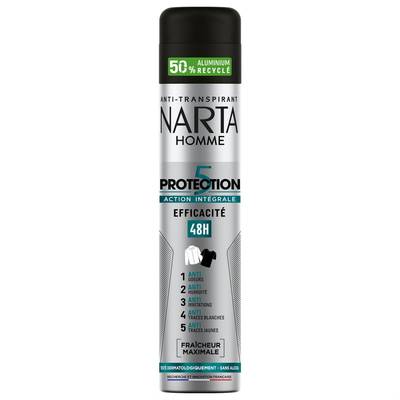Narta Homme Déodorant Homme Protection 5 Actions Intégrale 48H, 200ml