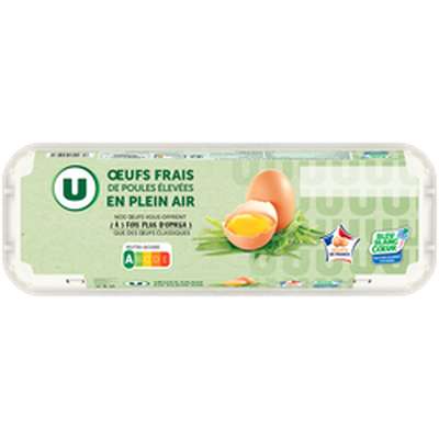 Oeufs de poule plein air Bleu Blanc Coeur, U (x 12)