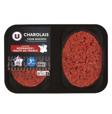 Steak haché charolais 5%MG, U (2 x 125 g)