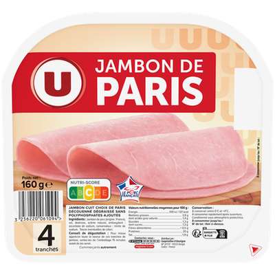 Jambon de Paris sans couenne , U (x 4, 160 g)