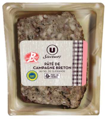 Pâté de campagne de Bretagne IGP label rouge, U Saveurs (160 g)