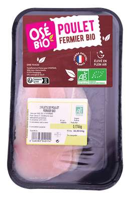 Filet de poulet fermier blanc BIO, Osé Bio (environ 200 g)