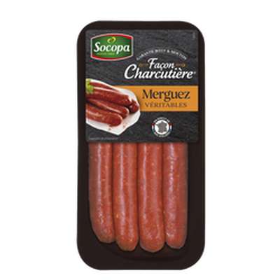Merguez véritables boeuf & mouton façon charcutière, Socopa (x 4, 220)