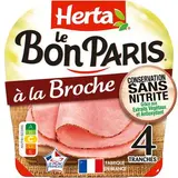 Jambon Le Bon Paris à la broche conservation sans nitrite, Herta (4 tranches, 140 g)