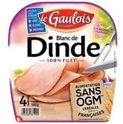 Blanc de dinde sans OGM, Le Gaulois (4 tranches, 160 g)