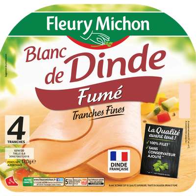 Filet de blanc de dinde fumé, Fleury Michon (4 tranches, 120 g)