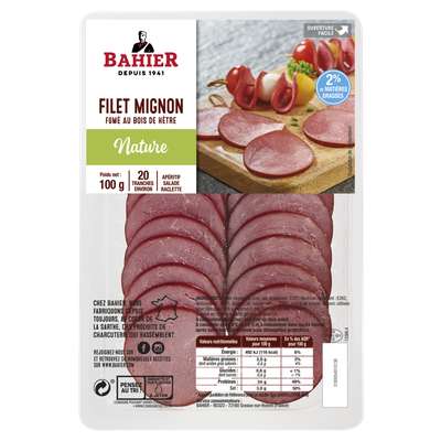 Filet mignon fumé tranche nature, Bahier (100 g)