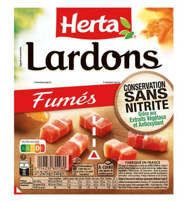 Lardons fumés sans nitrites, Herta (2 x 75 g)