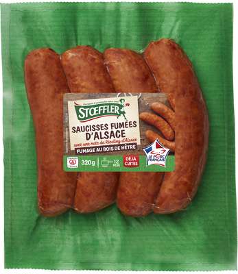 Saucisses fumées d'Alsace, Stoeffler (4 x 80 g)