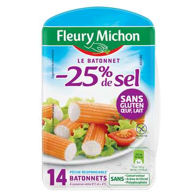 Batonnets de surimi -25% de sel, Fleury Michon (x 14, 230 g)