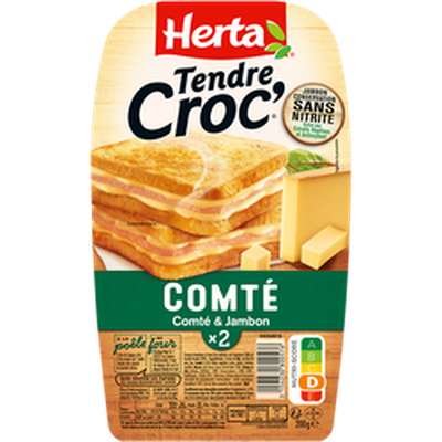 Croque Monsieur Tendre Croc' comté jambon conservation sans nitrite, Herta (200 g)