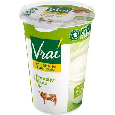 Fromage blanc nature  3,6 % de MG BIO, Vrai (500 g)
