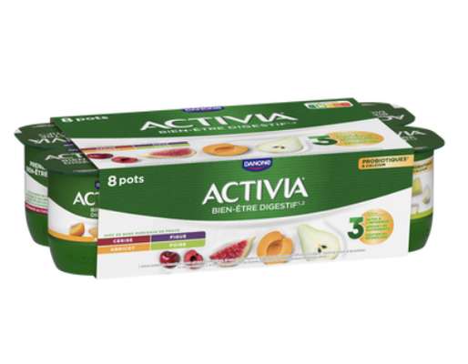 Yaourt au bifidus aux fruits panachés abricot/poire/figue/cerise, Activia  (8 x 125 g)