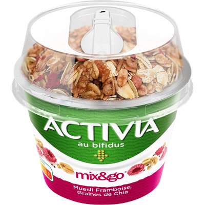 Yaourt au bifidus müesli framboise et graines de chia, Activia (170 g)