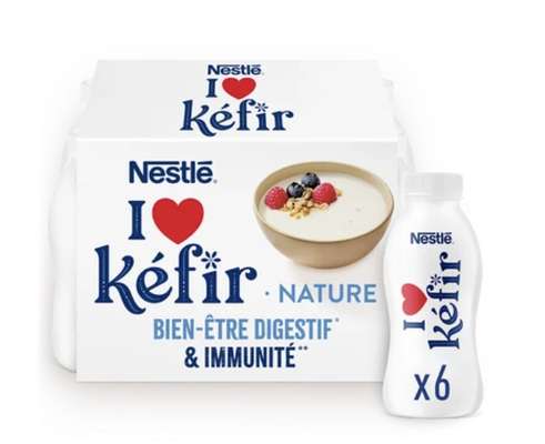 Lait fermenté à boire nature - I love Kéfir, Nestlé  (6 x 100 g)