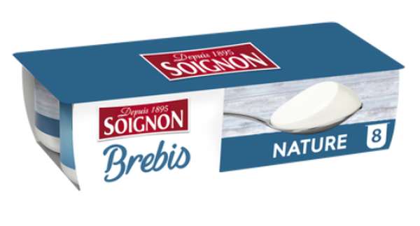 Yaourts nature au lait de brebis, Soignon (8 x 110 g)