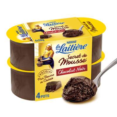 Mousse au Chocolat Noir, La Laitière (4 x 59 g)