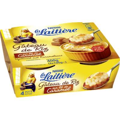 Gâteau de riz sur lit de caramel, La Laitière (4 x 100 g)