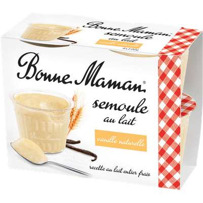 Semoule au lait à la vanille naturelle, Bonne Maman (4 x 100 g)