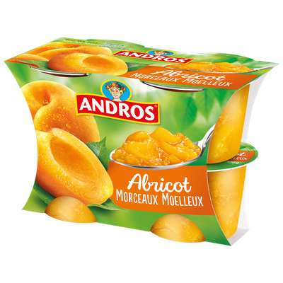 Compote abricot - avec morceaux moelleux, Andros (4 x 100 g)