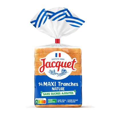 Pain de mie nature sans sucre ajouté, Jacquet (550 g)