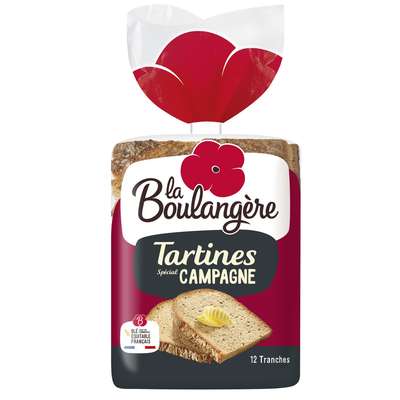 Pain tartines spécial Campagne, La Boulangère (x 12, 450 g)