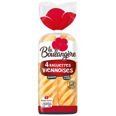 Baguette Viennoise fendue, La Boulangère (x 4, 340 g)