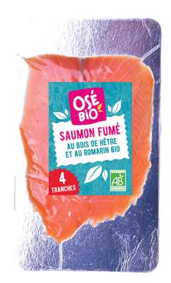 Saumon fumé Irlande ou Ecosse BIO, Osé Bio (4  tranches mini, 160 g)