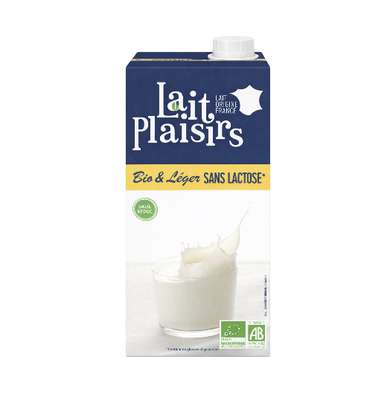 Lait demi-écrémé UHT sans lactose BIO, Lait Plaisirs (1 L)