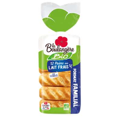 Pain au lait frais BIO, La boulangère (x 12, 420 g)