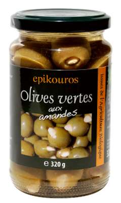 Olives vertes farcies aux amandes BIO, Epikouros (320 g)