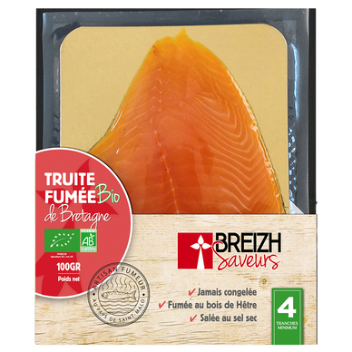 Truite fumée bio de Bretagne BREIZH SAVEURS 4 tranches 100g