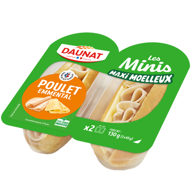 Sandwich mini viennois poulet emmental DAUNAT, 2x65g