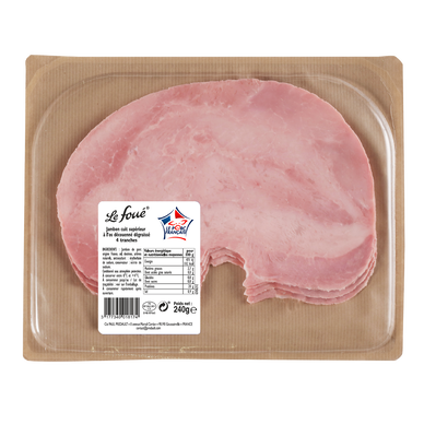 Jambon cuit supérieur à l'os Le Foué VPF, PAUL PREDAULT, 4 tranches, 240g