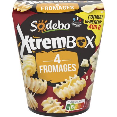 Box plat cuisiné radiatori 4 fromages SODEBO XTREM BOX, 400g
