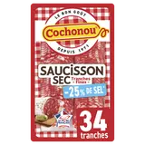 Saucisson sec teneur en sel réduit - COCHONOU - 34 tranches - 100g