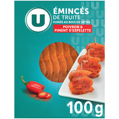 Emincés de truite fumée aux poivres et piment d'espelette - 100g