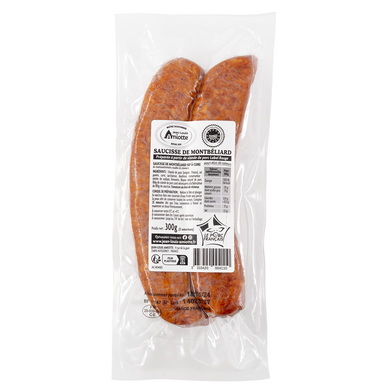 Saucisse de Montbéliard, IGP, VPF, AMIOTTE 1 pièce 300g