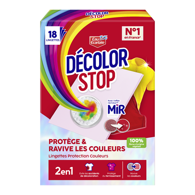 Lingette anti-décoloration DECOLOR STOP Ravive Couleurs EAU ECARLATE x18 lingettes