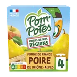 Dessert fruitier Gourdes Fruits de nos Régions Pomme Poire de Rhône-Alpes POM'POTES, 4x90g