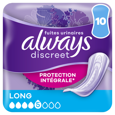 Serviettes pour fuites urinaires ALWAYS DISCREET Long X10