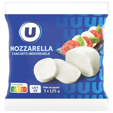 Mozzarella au lait pasteurisé 18%MG, 3x125g