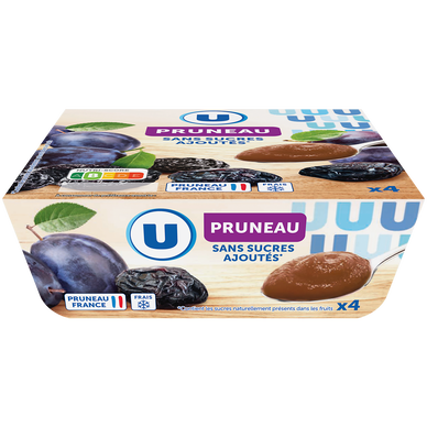Dessert fruitier Purée de pruneaux sans sucres ajoutés 4 coupelles de100g