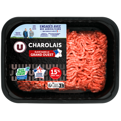 Haché vrac, 15%MAT GR, Charolais GRAND-OUEST, barquette s/atm, 350g