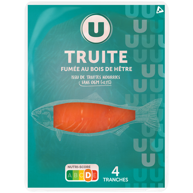 Truite fumée au bois de hêtre,  4 tranches  -  120g