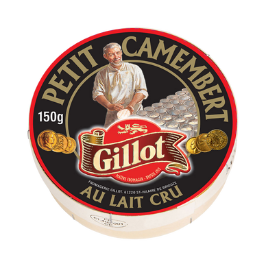 Petit camembert Gillot noir au lait cru, 22% de MG, GILLOT, 150g